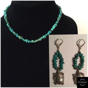 Silver and Turquoise Turtle Earrings